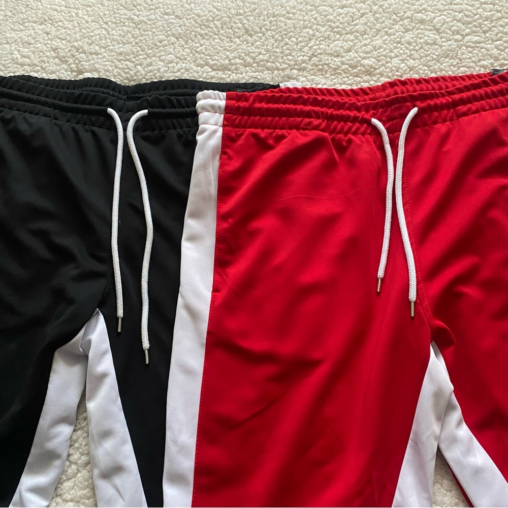 2 pairs Southpole black & red joggers
